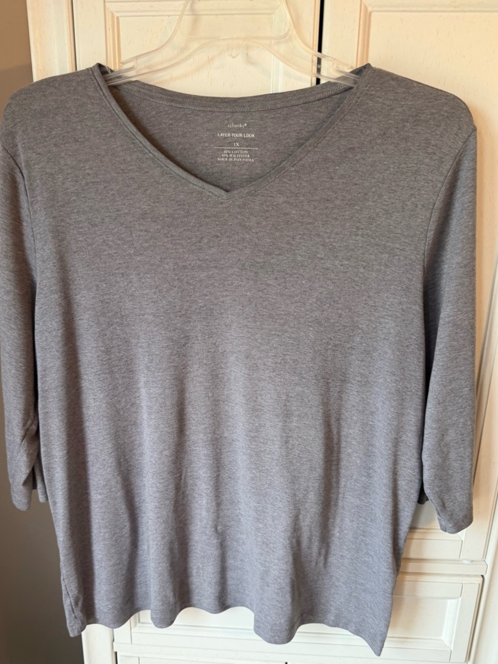 CJ Banks Gray V-Neck Pullover Top
